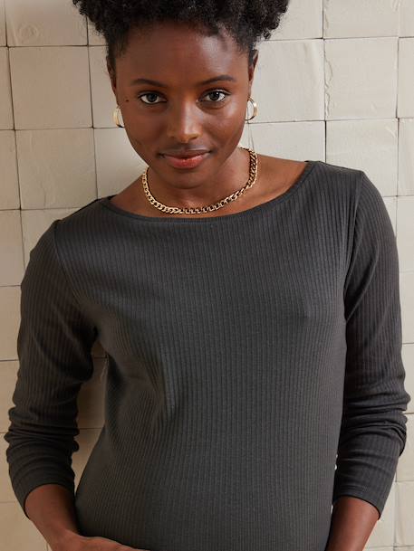 Ribbed Knit Dress for Maternity anthracite 