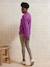 Round-Neck Jumper for Nursing, in Jersey Knit with Wool anthracite+fuchsia 