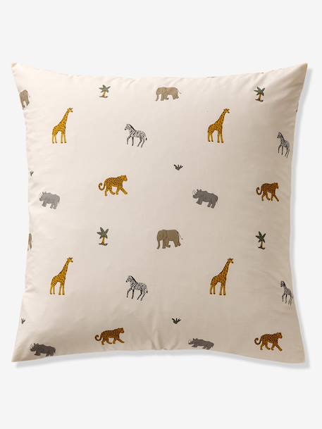 Essential WILD ANIMALS duvet cover set + pillowcase for children, with recycled cotton printed white 