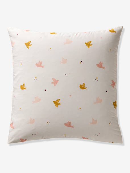 Duvet cover set + essential children's HIRONDELLES pillowcase, with recycled cotton printed white 
