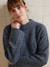 Round-Neck Jumper for Nursing, in Jersey Knit with Wool anthracite+fuchsia 