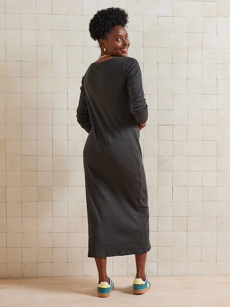 Ribbed Knit Dress for Maternity anthracite 
