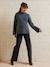 Round-Neck Jumper for Nursing, in Jersey Knit with Wool anthracite+fuchsia 
