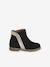 Zipped Leather Boots for Babies black+gold 