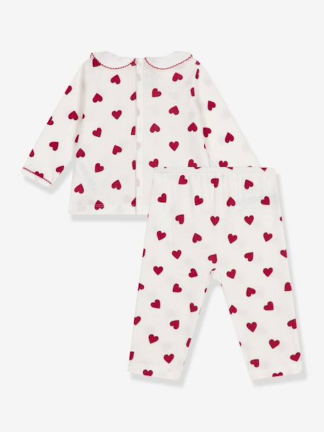 2-Piece Set Pyjamas with Heart Print for Babies, PETIT BATEAU white 