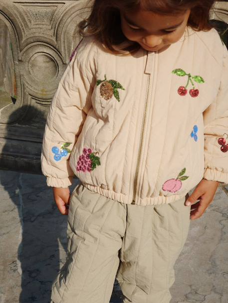Juno KONGES SLØJD sequin pattern quilted jacket nude pink 