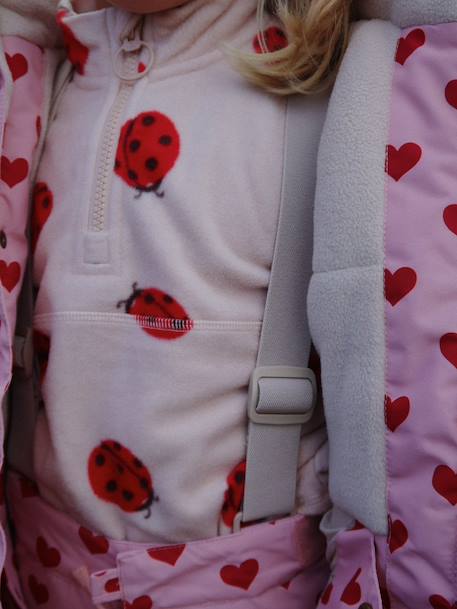 Heart print waterproof windcheater jacket Mismou KONGES SLOJD grey+rose 