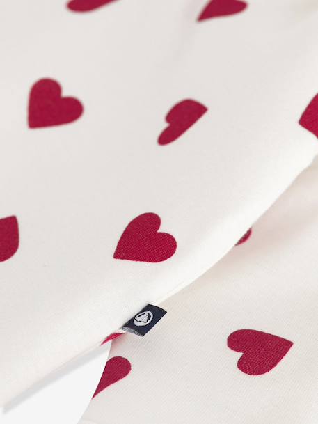 Quilted Cotton Jumpsuit with Heart Print for Babies, PETIT BATEAU white 