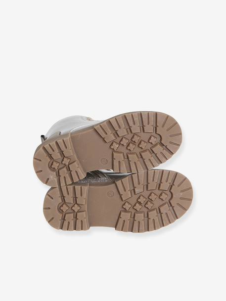 Lace-up and zipped ankle boots for children, nursery collection gold 