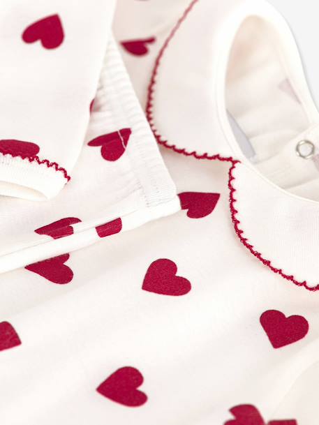 2-Piece Set Pyjamas with Heart Print for Babies, PETIT BATEAU white 