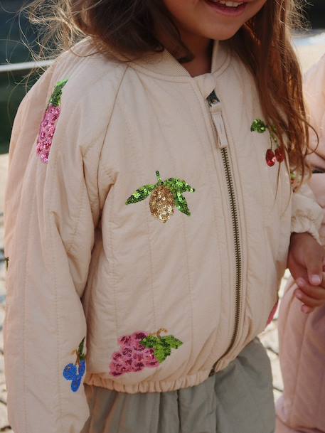 Juno KONGES SLØJD sequin pattern quilted jacket nude pink 