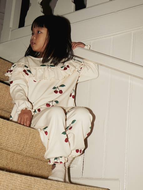 Ruffled Blouse with Glittery Details for Girls, KONGES SLOJD beige 