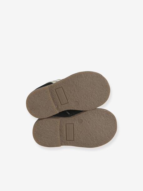 Zipped Leather Boots for Babies black+gold 