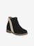 Zipped Leather Boots for Babies black+gold 