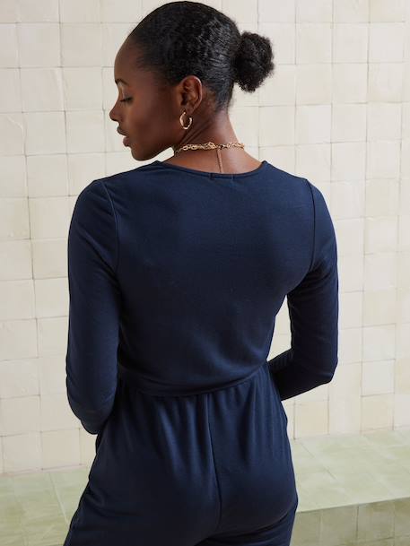 Fleece Jumpsuit for Maternity & Nursing navy blue 