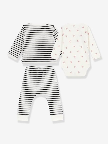 Set of 3 PETIT BATEAU cotton blend baby set for boys and girls navy blue 