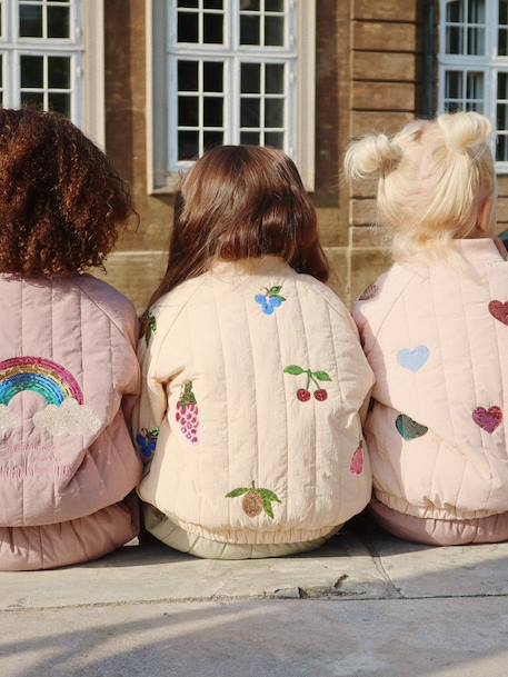 Juno KONGES SLØJD sequin pattern quilted jacket nude pink 