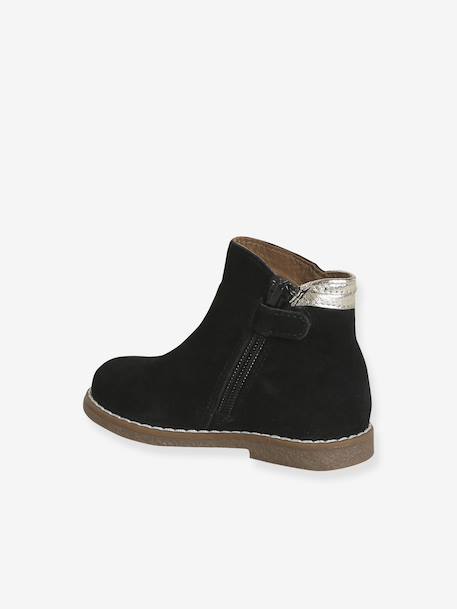 Zipped Leather Boots for Babies black+gold 