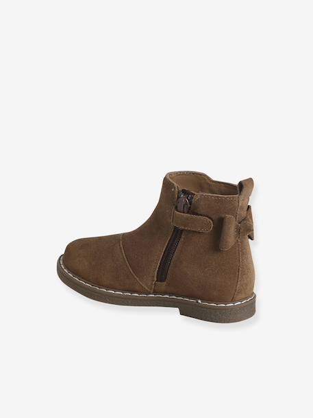 Leather Boots for Girls camel+Dark Blue+printed black 
