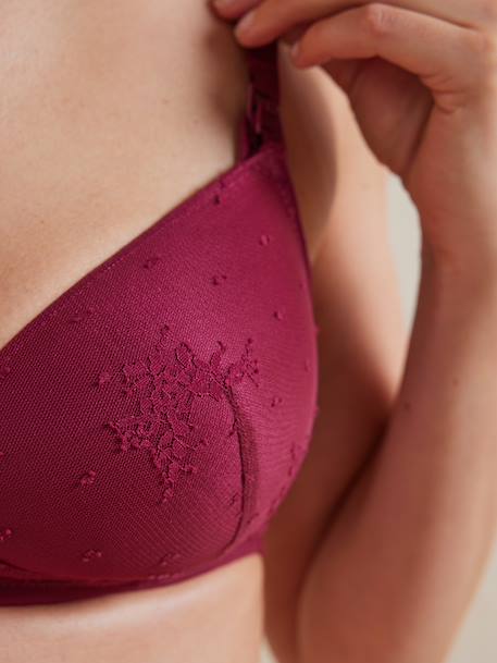 Pack of 2 embroidered lace underwired nursing bras bordeaux red 
