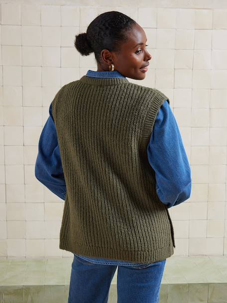 Sleeveless jumper in pearl knit for nursing clothes khaki 