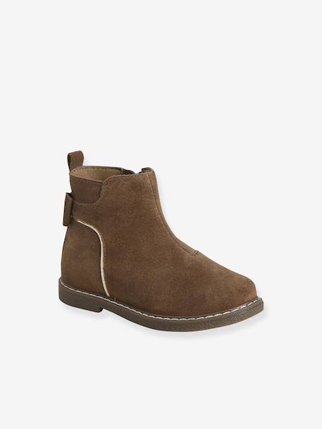 Leather Boots for Girls camel+Dark Blue+printed black 