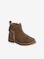 Leather Boots for Girls camel+Dark Blue+printed black 