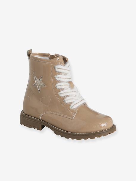 Ankle Boots with Laces & Zip for Children, Designed for Autonomy nude pink 