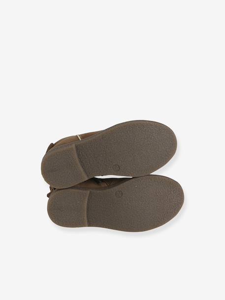 Leather Boots for Girls camel+Dark Blue+printed black 