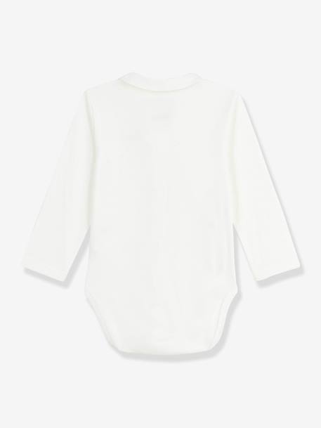Bodysuit with Embroidered Collar for Babies, PETIT BATEAU white 