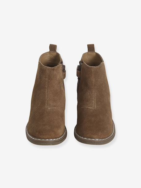 Leather Boots for Girls camel+Dark Blue+printed black 