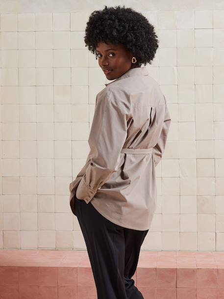 Cotton* maternity and nursing blouse taupe 