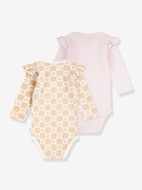 Pack of 2 long-sleeved HUGGIES bodysuits rose 