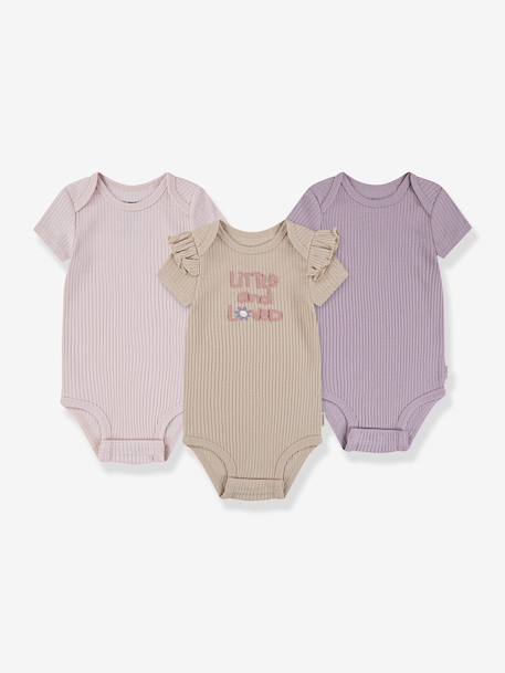 Pack of 3 HUGGIES short-sleeved bodysuits beige 