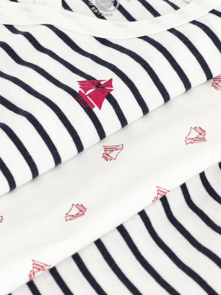 Set of 3 PETIT BATEAU cotton blend baby set for boys and girls navy blue 