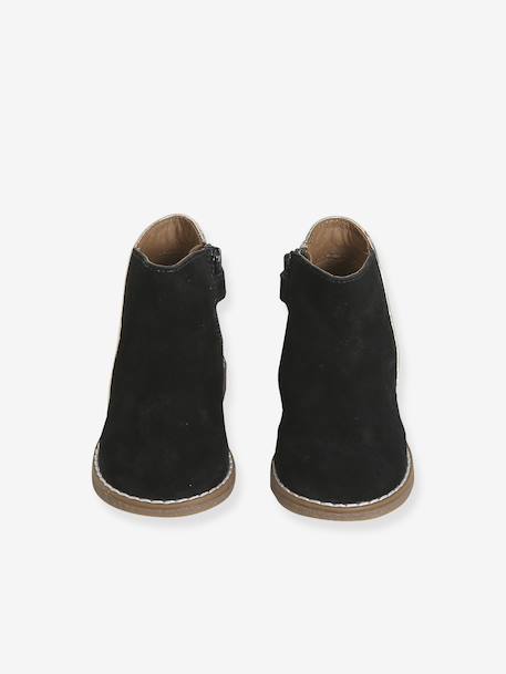Zipped Leather Boots for Babies black+gold 