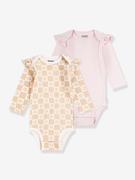 Pack of 2 long-sleeved HUGGIES bodysuits rose 