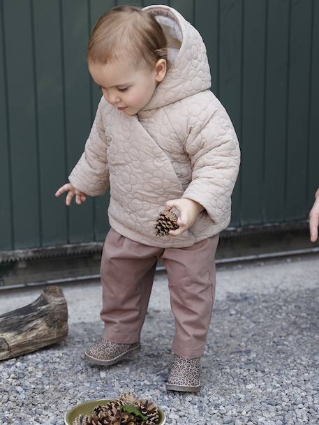 Fancy quilted coat for babies beige 