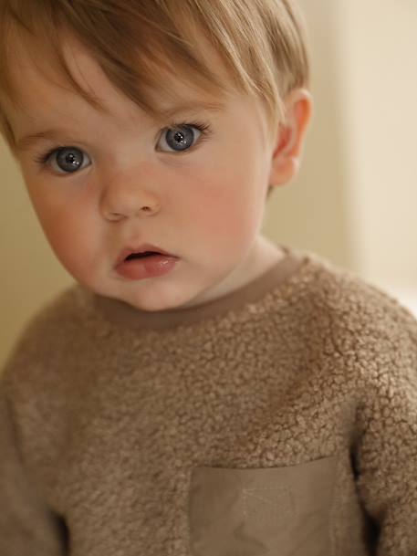 Sherpa sweatshirt for babies green+pecan nut 
