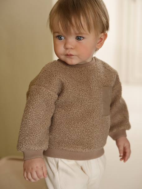 Sherpa sweatshirt for babies green+pecan nut 