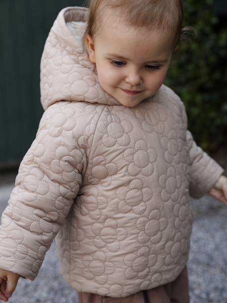 Fancy quilted coat for babies beige 