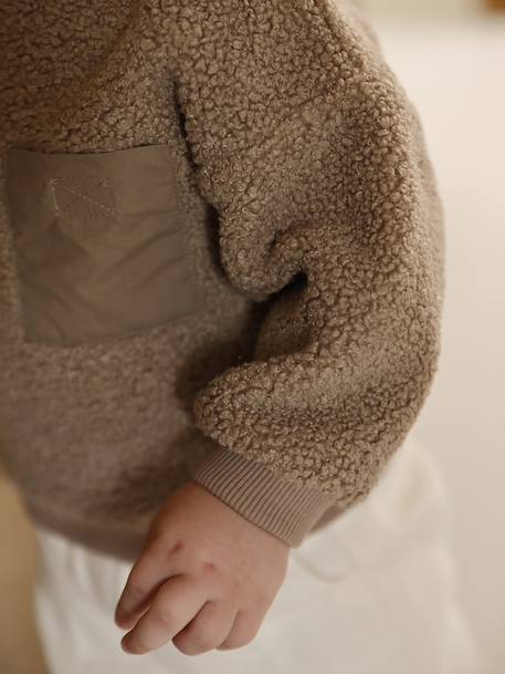 Sherpa sweatshirt for babies green+pecan nut 