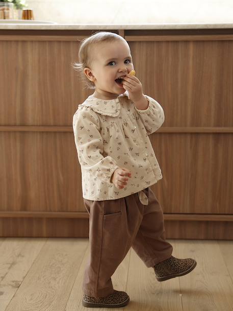 Printed velvet baby blouse vanilla 