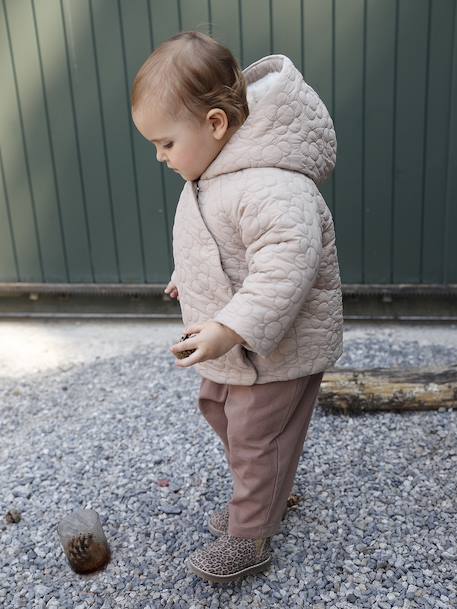 Fancy quilted coat for babies beige 