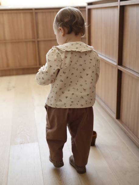 Printed velvet baby blouse vanilla 