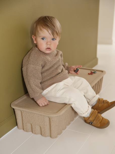 Sherpa sweatshirt for babies green+pecan nut 