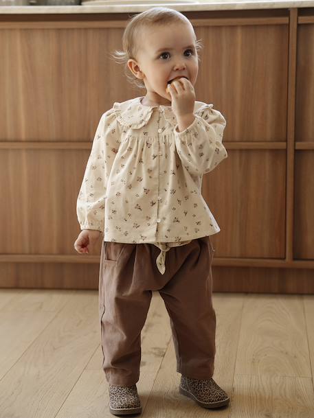 Printed velvet baby blouse vanilla 