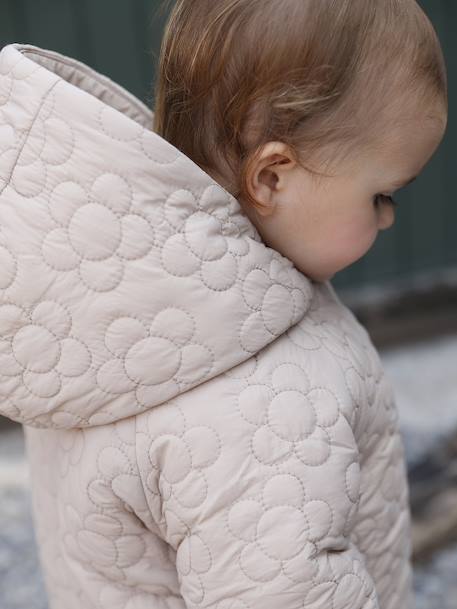 Fancy quilted coat for babies beige 