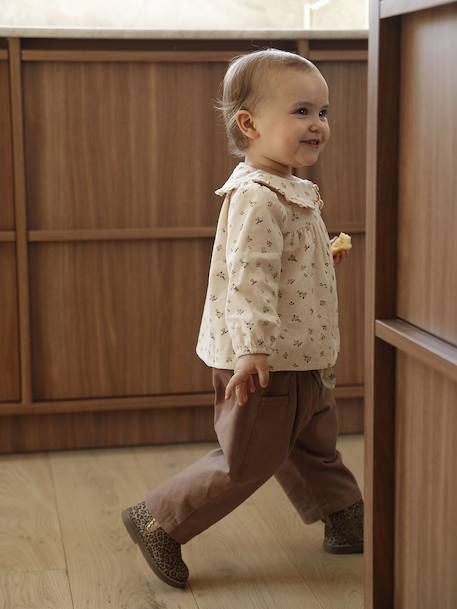Printed velvet baby blouse vanilla 