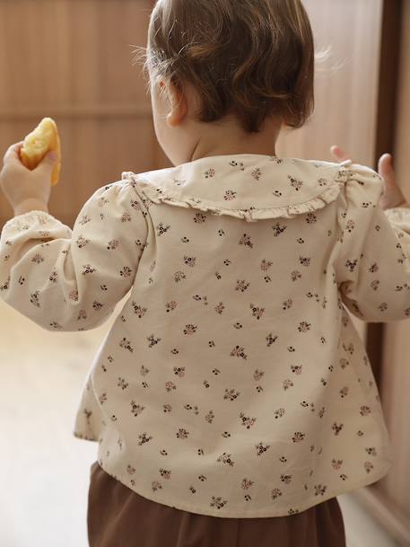 Printed velvet baby blouse vanilla 